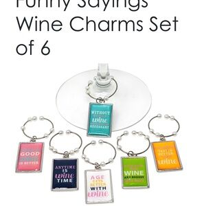 Funny Sayings Wine Charms Set of 6